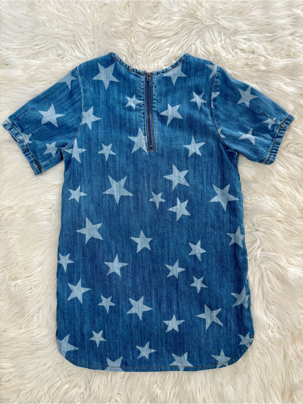 Stella McCartney Kids Star Blue Denim Shirt Dress Little Girls Size 8 Pockets - Picture 10 of 11